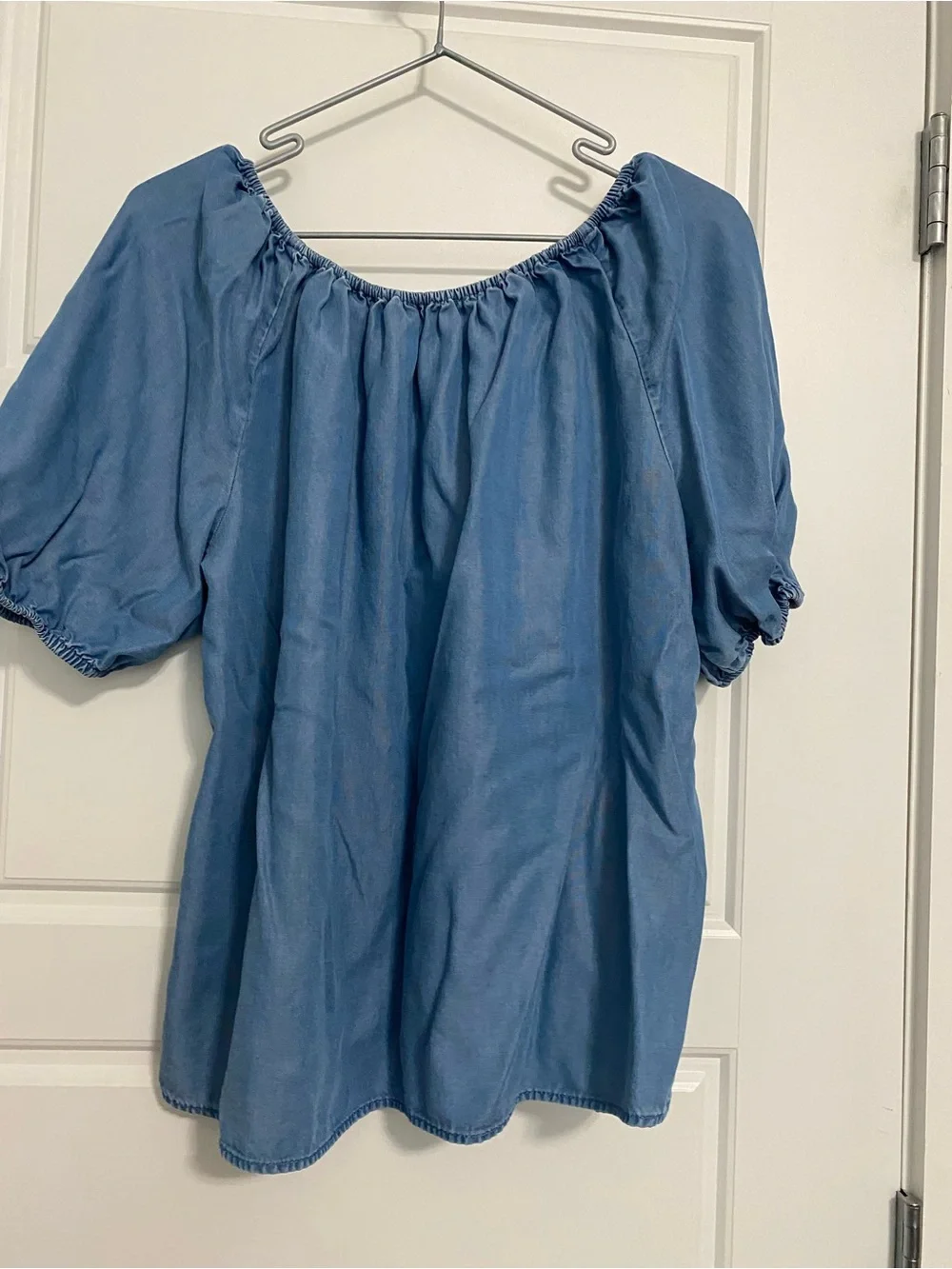 LOFT Dusty Blue Off-Shoulder Peasant Blouse